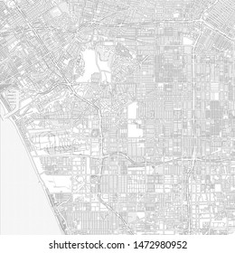 Inglewood, California, USA, bright outlined vector map with bigger and minor roads and steets created for infographic backgrounds.