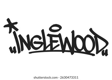 Inglewood graffiti tag in bold black lettering on white background. Clean urban style, perfect for vibrant California city culture, street vibes, and creative street art projects.
