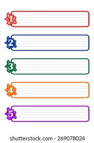 Ingofraphic presentation template of for working process in five steps with smear elements