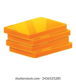 Ingot vector de dibujos animados de icono de oro. Regalo de dinero feliz. Mercado de pila de tesoro