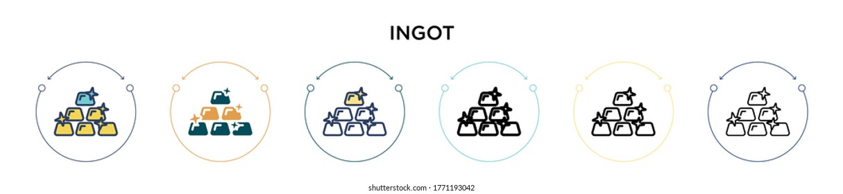 Ingot icon in filled, thin line, outline and stroke style. Vector illustration of two colored and black ingot vector icons designs can be used for mobile, ui, web