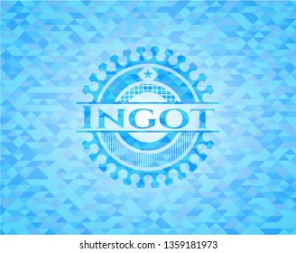 Ingot light blue emblem. Mosaic background