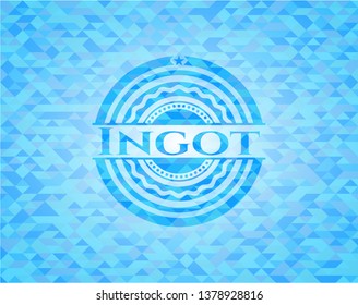 Ingot light blue emblem with triangle mosaic background