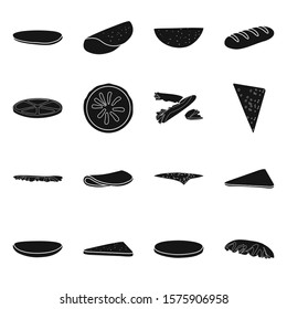 Ingredient burger of vegetable vector black icon set.Vector isolated illustration sandwich and food.Icon set of tomato, cucumber and lettuce for burger.