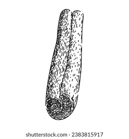 ingredient cinnamon hand drawn. aromatic dry, cinnamon stick, cinamon powder ingredient cinnamon vector sketch. isolated black illustration