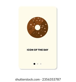 Ingrediente para cocinar icono plano. Donut fresco con hielo de chocolate aislado signo vector. Concepto culinario y de cocina. Elementos de símbolo de ilustración vectorial para diseño web y aplicaciones