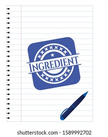 Ingredient drawn with pen strokes. Blue ink. Vector Illustration. Detailed.