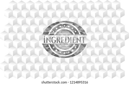 Ingredient grey badge with geometric cube white background