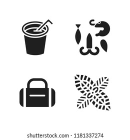 ingredient icon. 4 ingredient vector icons set. hammed, soft drink and sea food icons for web and design about ingredient theme