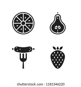 ingredient icon. 4 ingredient vector icons set. pear, strawberry and orange icons for web and design about ingredient theme