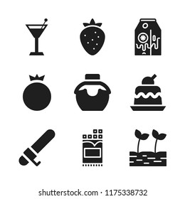 ingredient icon. 9 ingredient vector icons set. pomegranate, kitchen pack and honey icons for web and design about ingredient theme