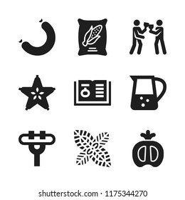 ingredient icon. 9 ingredient vector icons set. toast, jar and peppermint icons for web and design about ingredient theme
