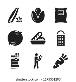ingredient icon. 9 ingredient vector icons set. carrot, salad and seed icons for web and design about ingredient theme