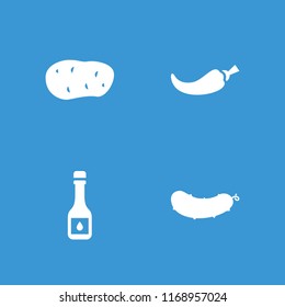 Ingredient icon. collection of 4 ingredient filled icons such as potato, oil, pepper. editable ingredient icons for web and mobile.