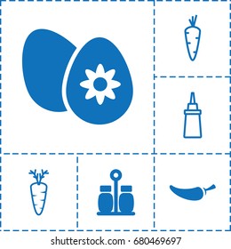 Ingredient icon. set of 6 ingredient filled and outline icons such as pepper, easter egg, carrot
