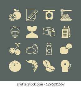 ingredient icon set with cherries, shrimp and cheese vector illustration