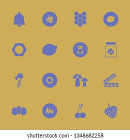 ingredient icon set with lemon, nut and strawberry vector illustration