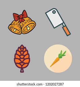 ingredient icon set. vector set about healthy food, butcher, cone and bell icons set.