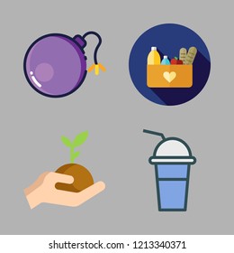 ingredient icon set. vector set about sprout, bomb, seasoning icon and groceries icons set.