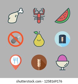 ingredient icon set. vector set about meat, food, bombs and pear icons set.
