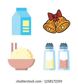 ingredient icon set. vector set about milk, bell, rice and salt icons set.