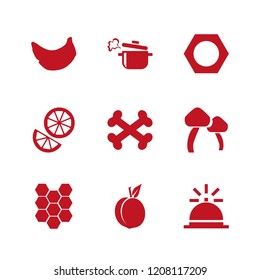 ingredient icon. ingredient vector icons set boiled pan, bones, banana and nut