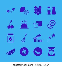 ingredient icon. ingredient vector icons set salt pepper shaker, coffee jar, honeycombs and bell