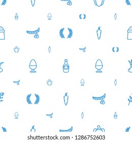 ingredient icons pattern seamless white background. Included editable outline olive branch, maple syrup, pepper, peas, egg, carrot icons. ingredient icons for web and mobile.