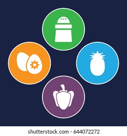 Ingredient icons set. set of 4 ingredient filled icons such as pepper, easter egg