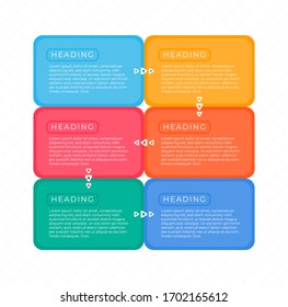 Ingredient infographic for business modern colorful concept design square shapes and arrow infographic. vector illustration.
