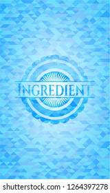 Ingredient light blue emblem with triangle mosaic background