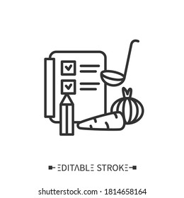 Ingredient List Line Icon. Nutrition Facts Label. Healthy, Balanced Nutrition. Diet. Nutrition Facts Concept. Isolated Vector Illustrations.Editable Stroke 