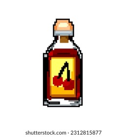 Zutat Essig Flasche Spiel Pixel Kunst Retro Vektor. Bitzutat Essigsaflasche. alte Vintage-Illustration