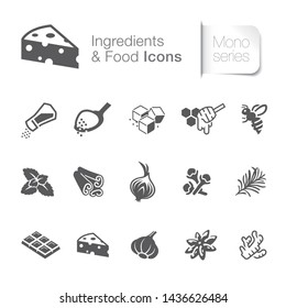 Ingredients & food related icons, herbal, plants, graphic