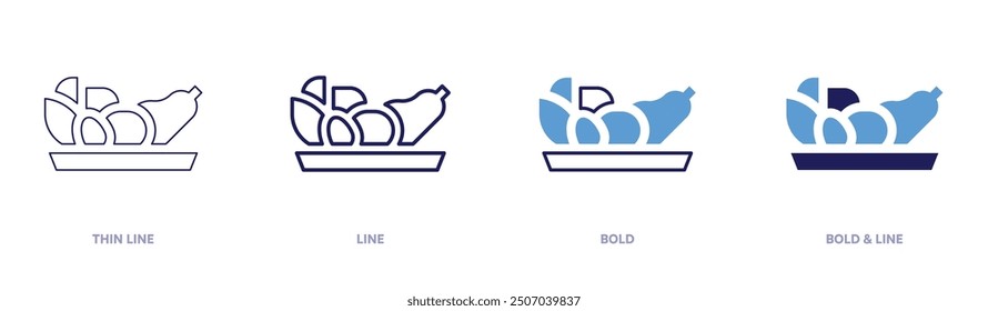 Ingredients icon in 4 different styles. Thin Line, Line, Bold, and Bold Line. Duotone style. Editable stroke.