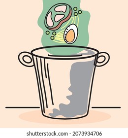 ingredients and kitchen pots design