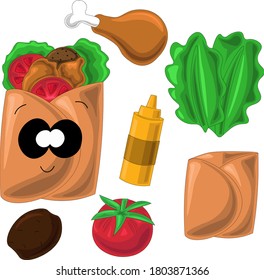 Ingredients for making fast Shawarma
