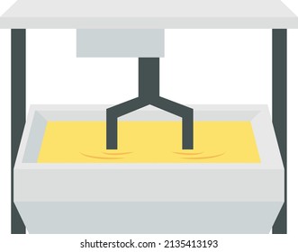 Ingredients mixer for processed cheese Concept, Melt butter in the bowl vector icon design, Caseiculture symbol, Cheesemaking Production Factory  Sign, dairy products preservation process stock