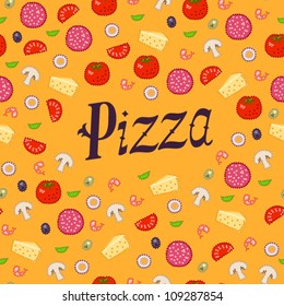 Ingredients of pizza seamless pattern