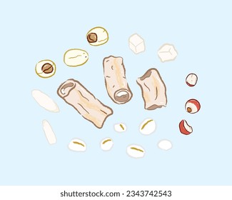 Ingredients of sishen soup in Taiwanese soups illustration