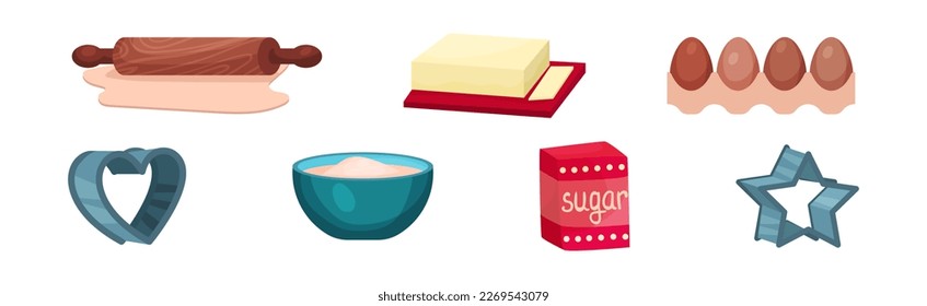 Ingredients and Tools for Baking Pastry Vector Set