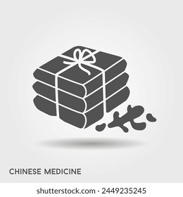 Ingredients for traditional Oriental medicine. Vector Icon with shadow