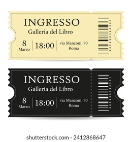 Ingresso - ticket, invitación en idioma italiano. Ilustración del vector