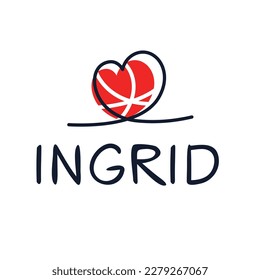 (Ingrid) Calligraphy name, Vector illustration.
