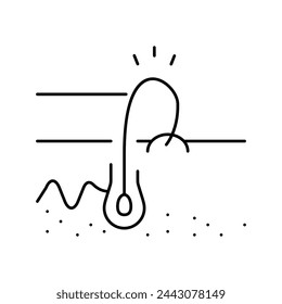 Einwachsender Haarlinien-Symbol-Vektor. Einwachsender Haarsträhne. Isoliertes Kontursymbol Schwarze Illustration