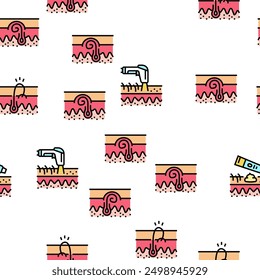 Ingrown Hair Problem Treatment Vector Seamless Pattern Thin Line Illustration