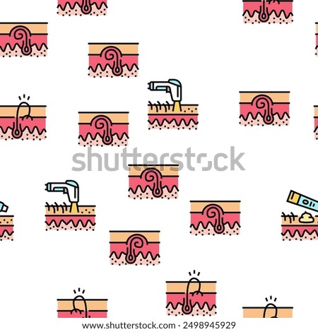 Ingrown Hair Problem Treatment Vector Seamless Pattern Thin Line Illustration