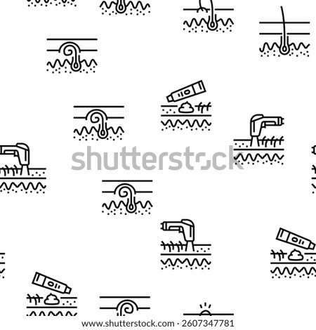 Ingrown Hair Problem Treatment Vector Seamless Pattern Thin Line Illustration
