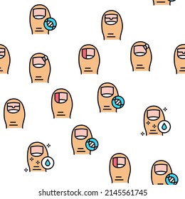 Ingrown Nail Disease Vector Seamless Pattern Thin Line Illustration