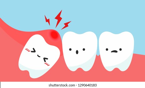 Ingrown teeth cartoon. free space for text. wallpaper. copy space.